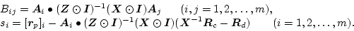 \begin{displaymath}
\begin{array}{lll}
B_{ij} = \mbox{\boldmath$A$}_i \bullet (\...
...x{\boldmath$R$}_d) \
~~~~~ (i = 1,2,\ldots,m). \\
\end{array}\end{displaymath}