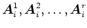 $\mbox{\boldmath$A$}_{i}^{1},\mbox{\boldmath$A$}_{i}^{2},\ldots,\mbox{\boldmath$A$}_{i}^{r}$
