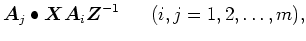 $\displaystyle \mbox{\boldmath$A$}_j \bullet \mbox{\boldmath$X$}\mbox{\boldmath$A$}_i \mbox{\boldmath$Z$}^{-1}
~~~~~ (i,j = 1,2,\ldots,m),$